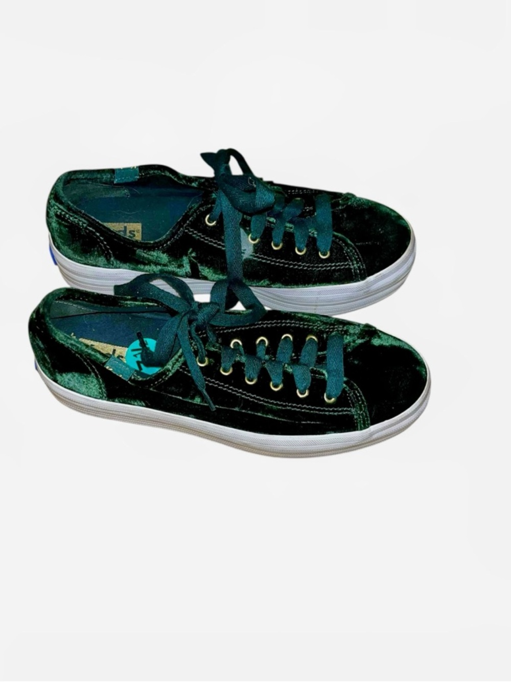 Dark green velvet keds new sneakers 7.5